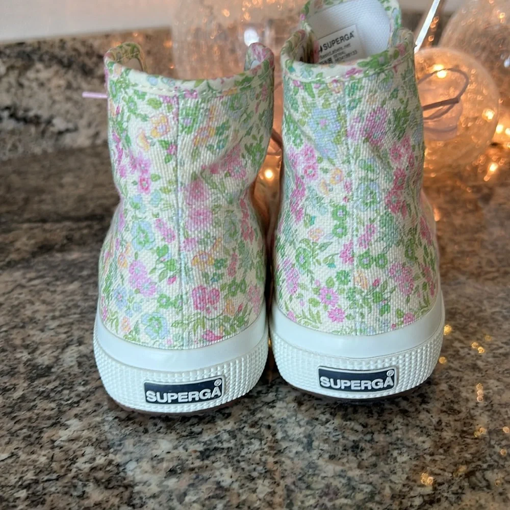 LoveShackFancy x Superga Floral Sneakers with Tulle Pink Laces